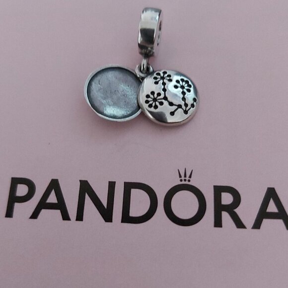 Auth PANDORA *RETIRED* Sterling ENGRAVABLE BREAST CANCER LUCERNE FLOWER 790522 - Picture 10 of 10